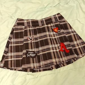 No Boundaries Plaid b/w skirt with style patch work, Small (3-5)